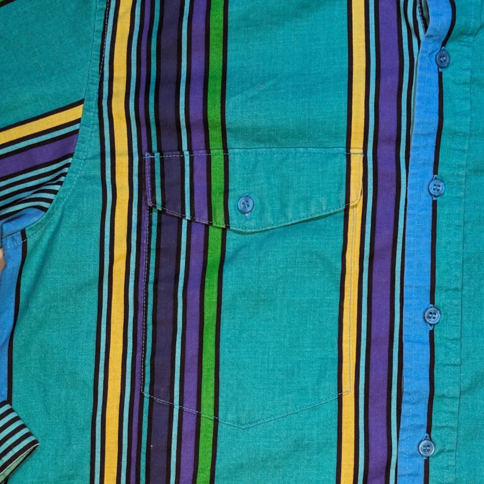Vintage Frontier Series Multicolored Striped Button Down Western Shirt Size L - Image 4 of 4
