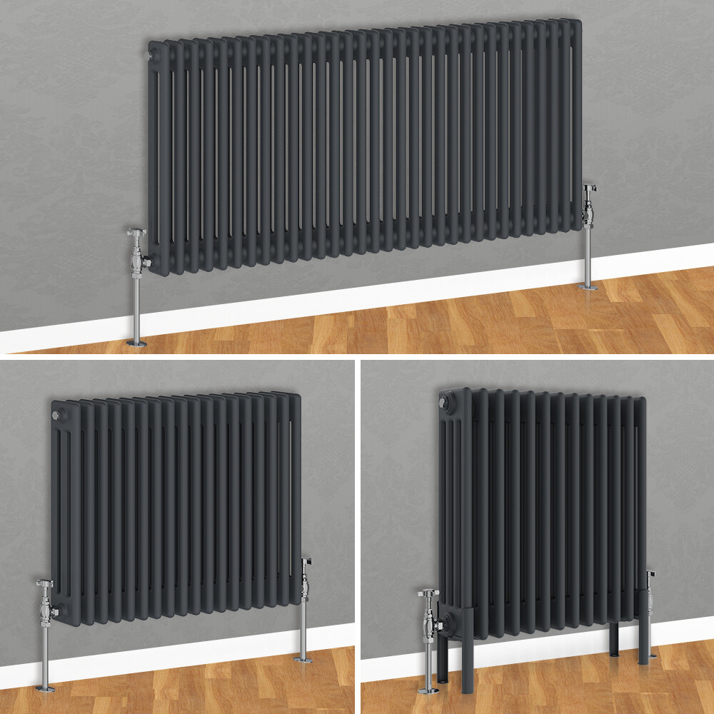 Traditional Column Radiator Bathroom Horizontal Cast Iron Style Rads  Anthracite | eBay