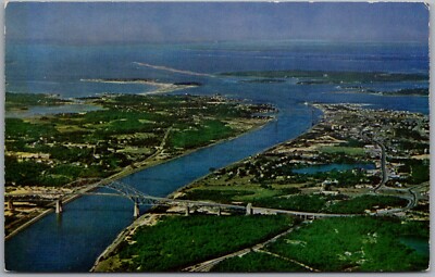 Air Photo Cape Cod Canal & Buzzards Bay Massachusetts Postcard V96