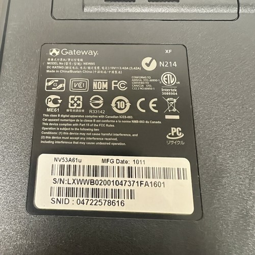Gateway NV53A61u - For Parts Or Repair. - Picture 8 of 10