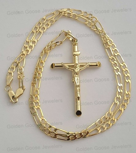 10k Yellow Gold Crucifix Jesus Cross 