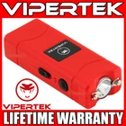 VIPERTEK Stun Gun Micro Mini RED VTS-881 Rechargeable LED Flashlight