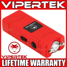 VIPERTEK Stun Gun Micro Mini RED VTS-881 Rechargeable LED Flashlight