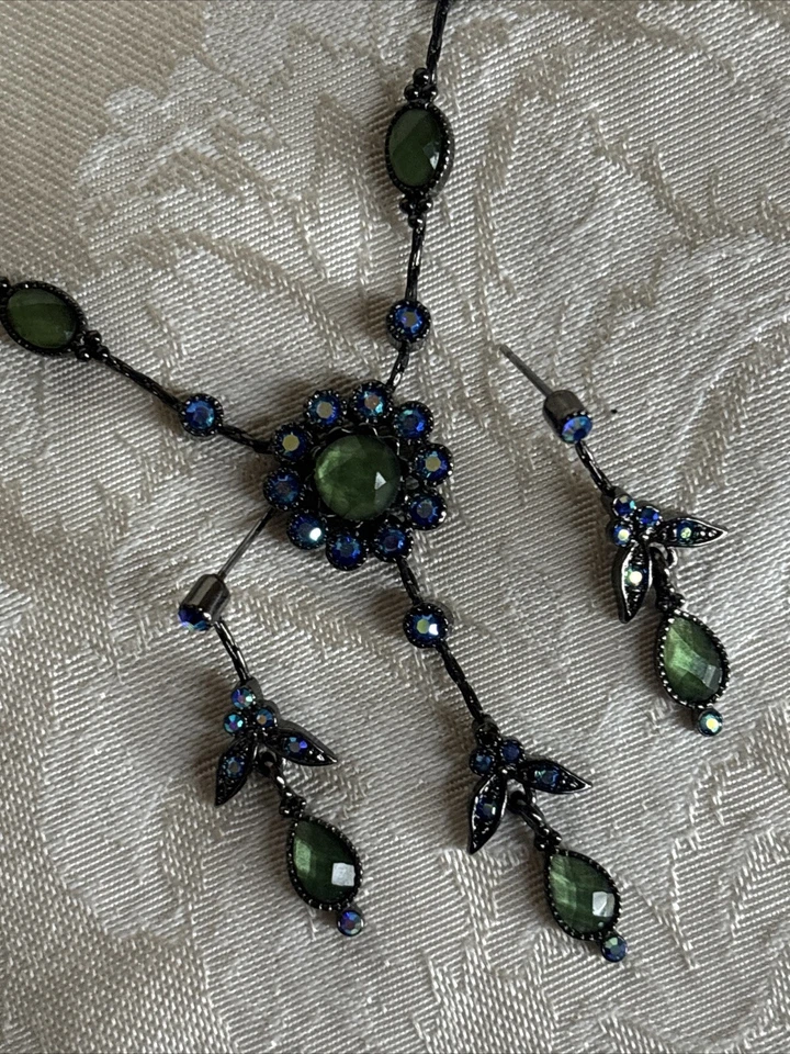 Conjunto de Pendientes Collar Lia Sophia Stargaze Tono Hematita Firmado Lariat Súper Raro Foto 4 de 4