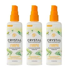 CRYSTAL Mineral Deodorant Pack of 3 Vegan 4 Oz No Stains Non Sticky