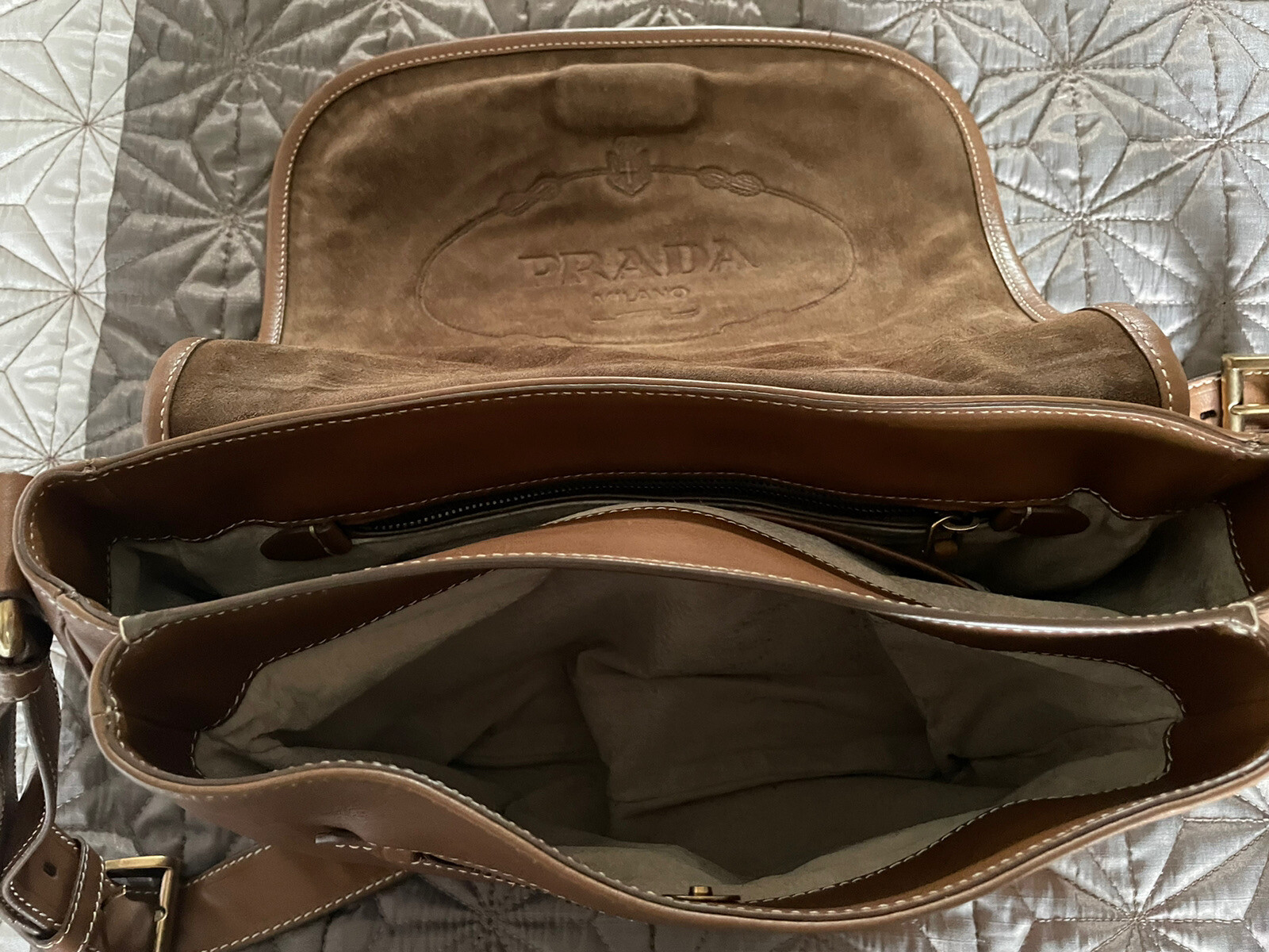 Prada MILANO tan,brown shoulder crossbody handbag  designer, women soft leather, image 6
