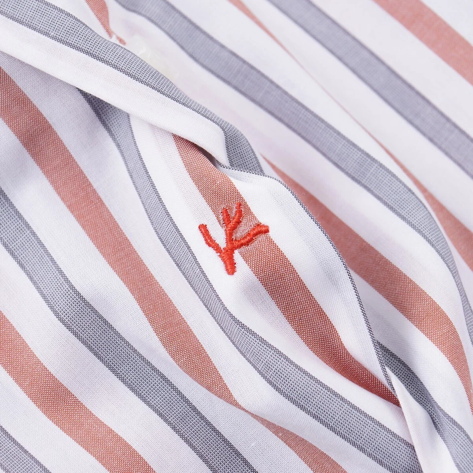 Camisa de Vestir Isaia Ajuste Regular 'Italia' Multi Rayas Algodón 15.5 (Eu 39) Nueva con Etiquetas Foto 2 de 4