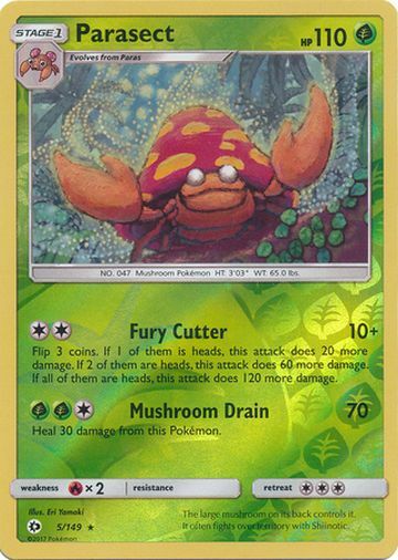 Pokemon Sun and Moon Base Parasect Reverse Holo 5/149