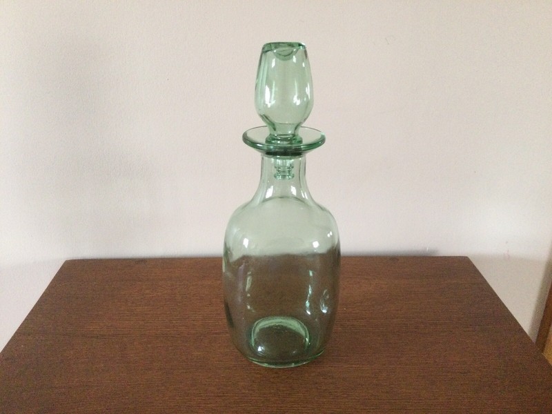 Vintage Green Decanter With Glass Stopper