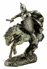 Medieval Knight On Horse Charging 8.5" Long Figurine Resin Decor