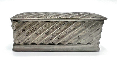 Vintage FECIT VCM Pewter Hinged Lidded Trinket Box Portugal, De Campos Era