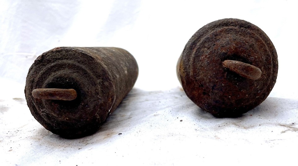 Pair Antique Steel Weights Longcase Clock / Grandfather Grandmother