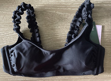 Wild Fable Women's Ruffle Strap Bralette Bikini Top Black Small 4-6 NWT