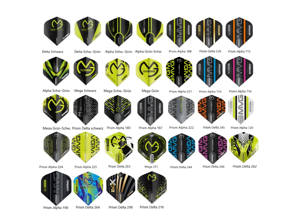 1 Satz,3st. Winmau MvG Michael van Gerwen Flights Std. Prism Delta Alpha Mega