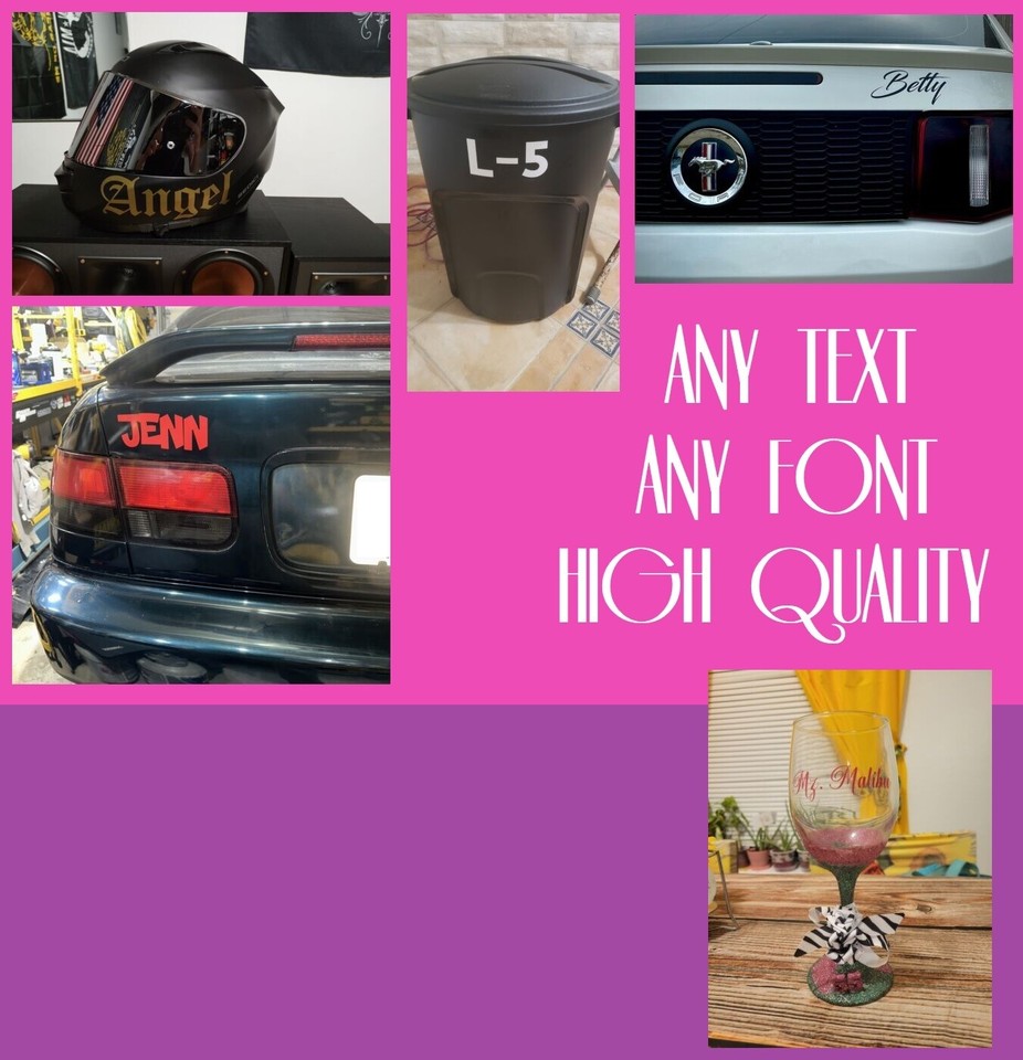 CUSTOM TEXT NAME Personalized Vinyl Lettering Decal Sticker , Car, Door ...