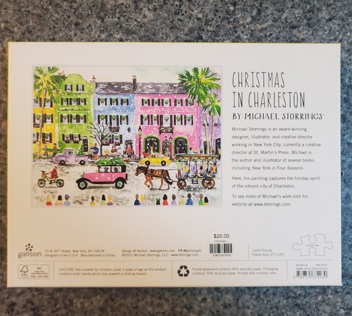 NEW Galison CHRISTMAS IN CHARLESTON 1000 piece puzzle Michael Storrings - Picture 2 of 6