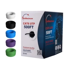 500FT CAT6 CMR Riser Ethernet Cable UTP Solid Bare Copper LAN Network  Wire LOT