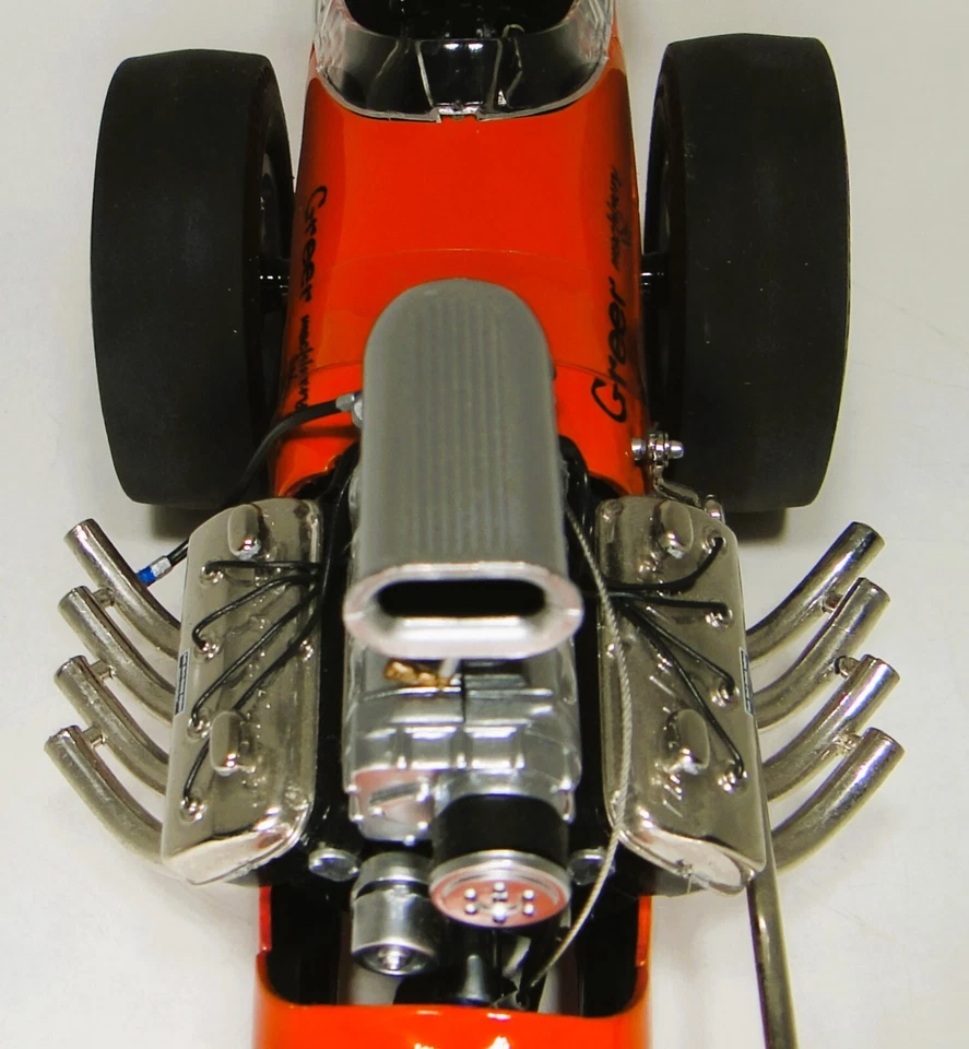 Dragster Race Car w/55Chevy57 Corvette Engine Hot Rod1:18Model Drag Carousel ORG - Image 3 of 4