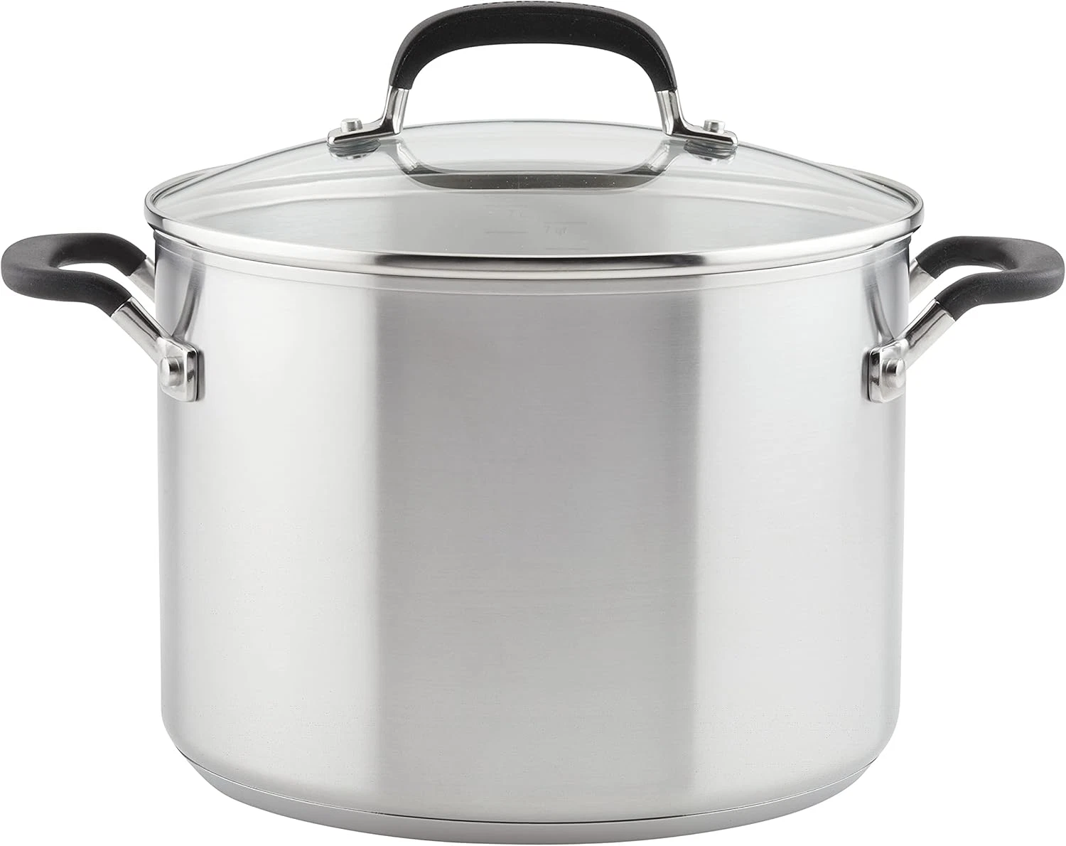 8 Quart Stainless Steel Stockpot with Lid & Measuring Marks - Brushed Finish
