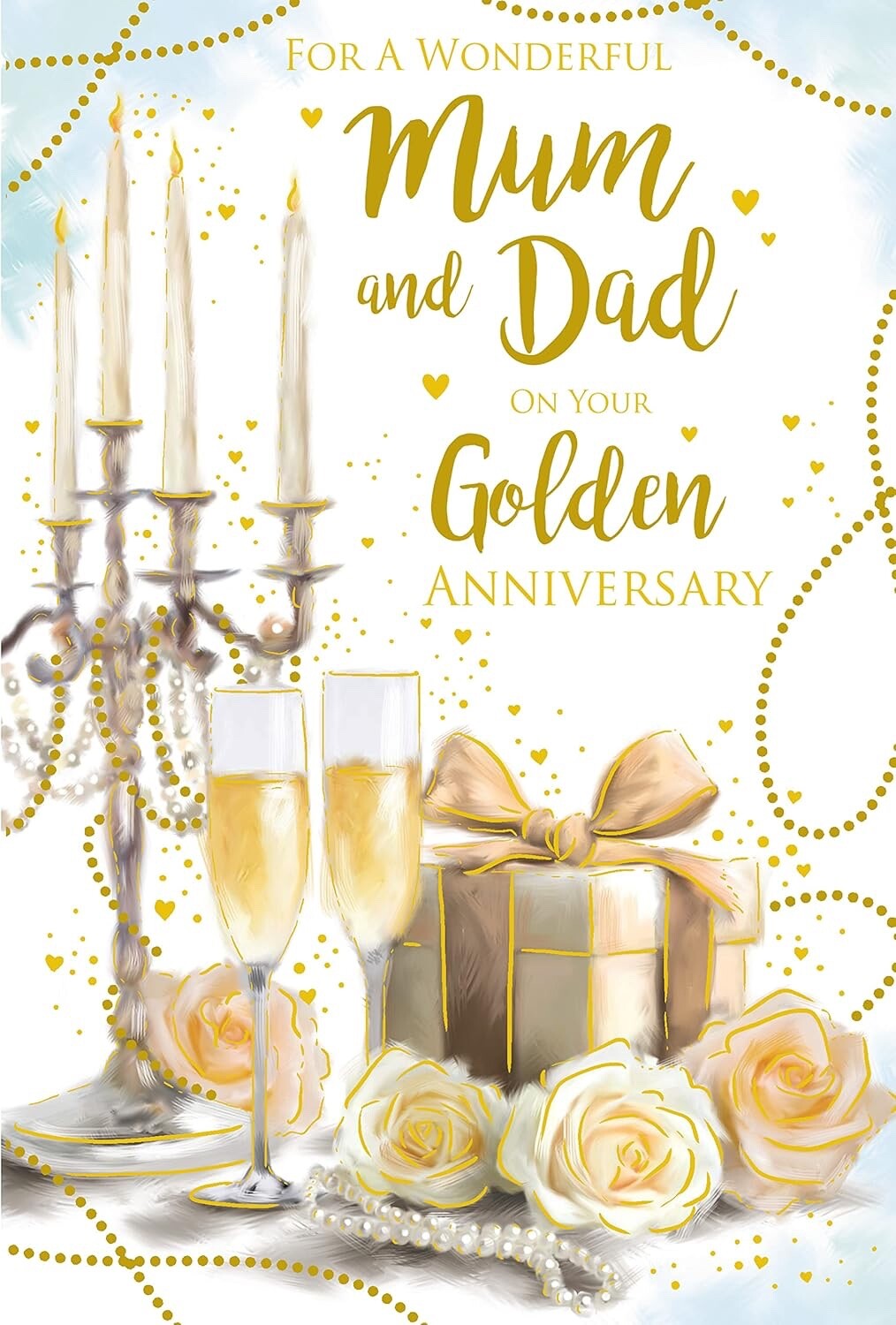 Special Mum and Dad on Your Golden 50th Anniversary Card - Candlelight Champagne