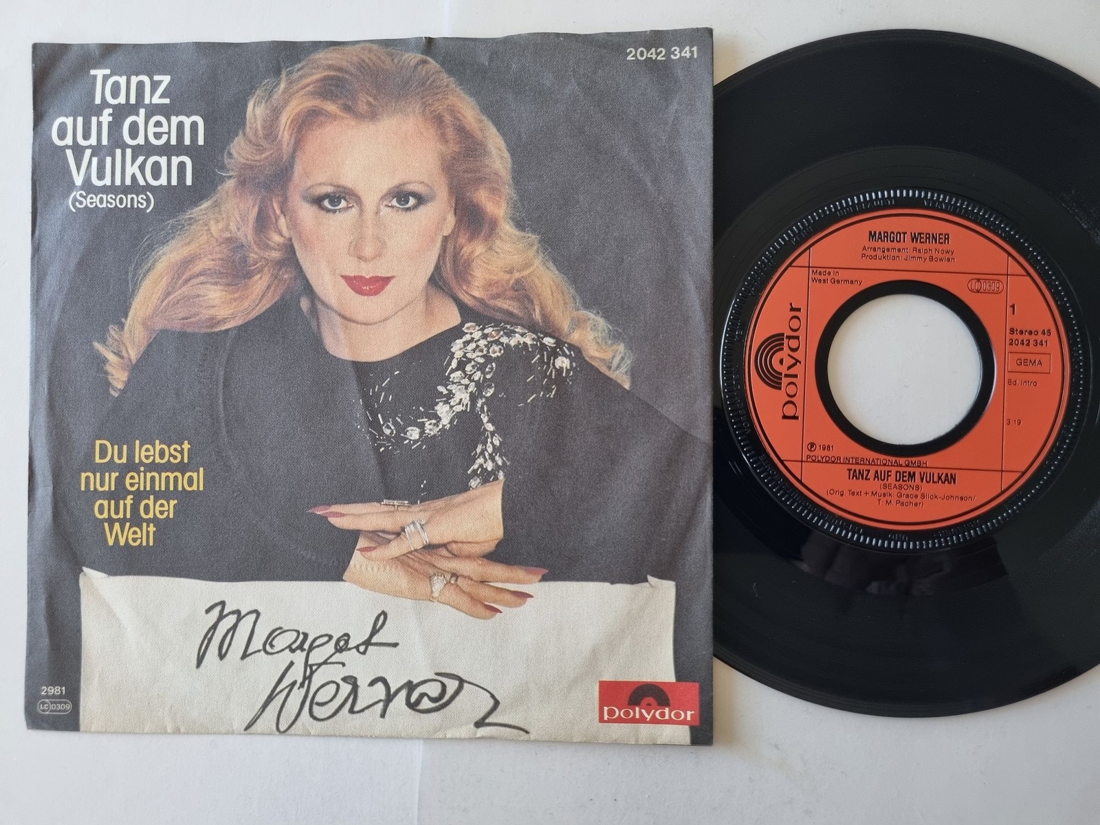 Margot Werner - Tanz auf dem Vulkan 7'' Vinyl/ CV Grace Slick & Sheena Easton