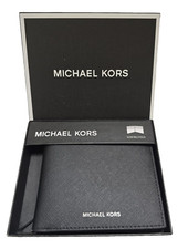 NEW MICHAEL KORS ANDY BLACK SAFFIANO LEATHER MEN'S BIFOLD WALLET