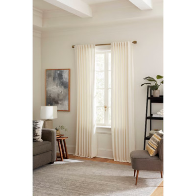 2PK - Allen + Roth 50 x 96 Shavano Ivory Linen Rod Pocket Curtain Panel, 5030759