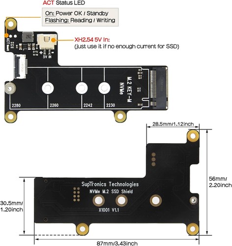 Geekworm X1001 PCIe to M.2 NVMe SSD Shield per Raspberry Pi 5 - Foto 3 di 7