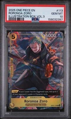 Bandai One Piece Card Game Roronoa Zoro OP07-113 Illustration Box Vol.3 PSA 10
