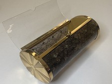 Vtg 50's Majestic Lucite Purse With Black Gold Fishnet Floral Pattern Read Desc