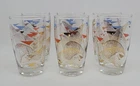 Set of 6 Anchor Hocking Vintage MCM Atomic Juice Glasses  6 oz Flat Tumblers