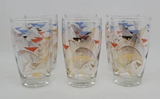 Set of 6 Anchor Hocking Vintage MCM Atomic Juice Glasses  6 oz Flat Tumblers