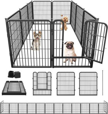 55''x83''x32''H Portable Outdoor Metal Pet Playpen w/Locking Gate