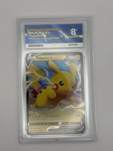 Pokemon TCG Card | Pikachu V SWSH061 | Black Star Promo | ACE Grade 8