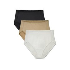 Vanity Fair Radiant 3 Pack Hi Cut Underwear 5XL 12 White Black Tan Panties