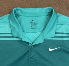 NIKE DRI-FIT Green Essential Stripe Standard Fit Performance Golf Polo Shirt XL