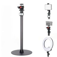 Tripod Stand Extendable Monopod Carbon Fiber Pole wiht Round Base for Desk, 3...