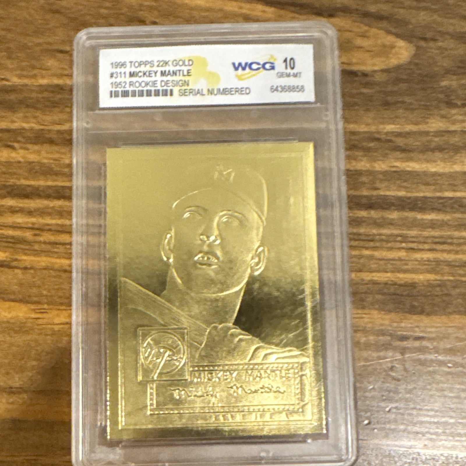Topps 1996 22K Gold #311 Mickey Mantle WCG 10 Gem-MT Serial Numbered
