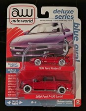 Auto World 2-Pack: Ultra Red Super Chase, Ford F-150 Lariat, Probe GT