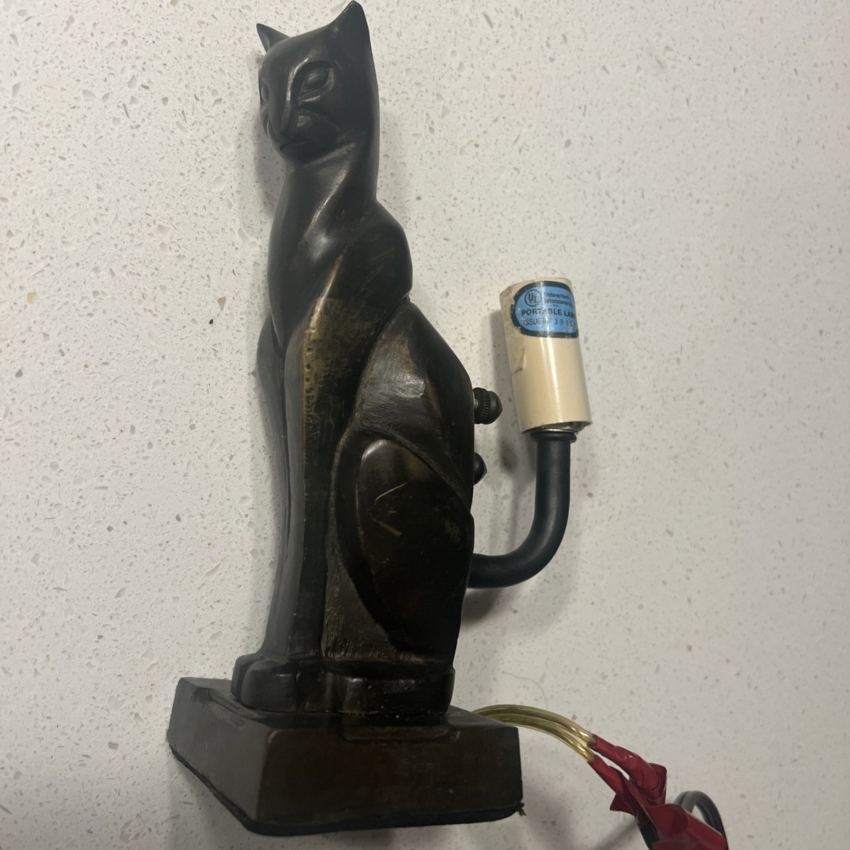 Vintage Art Deco Cat Lamp Light Frankart Style Bronze Eygptian