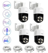 ZOSI 4 Pack 5MP POE PT Security IP Camera AI Face/Car Detect Track WiFi Add on