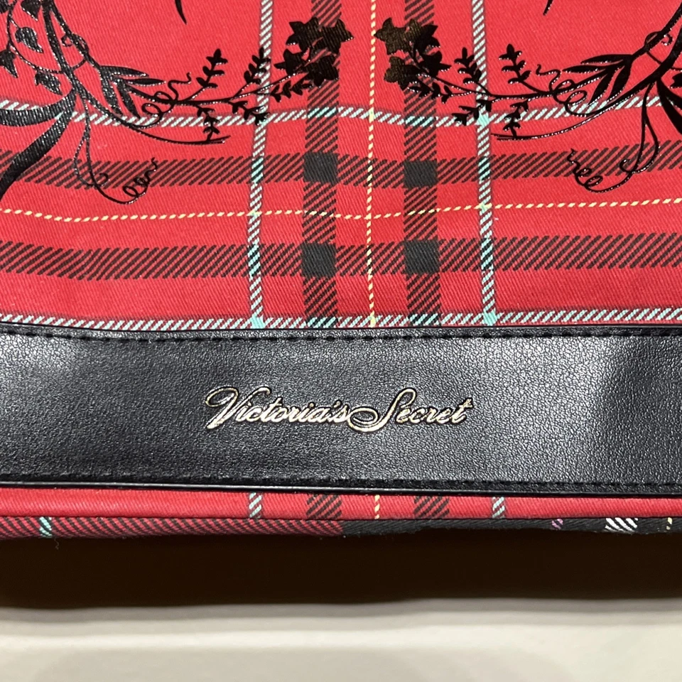 Bolso de Mano Victoria's Secret Tartán Tela Escocesa Rojo/Negro Mujer Grande Abierto Usado en Excelente Condición Foto 3 de 4