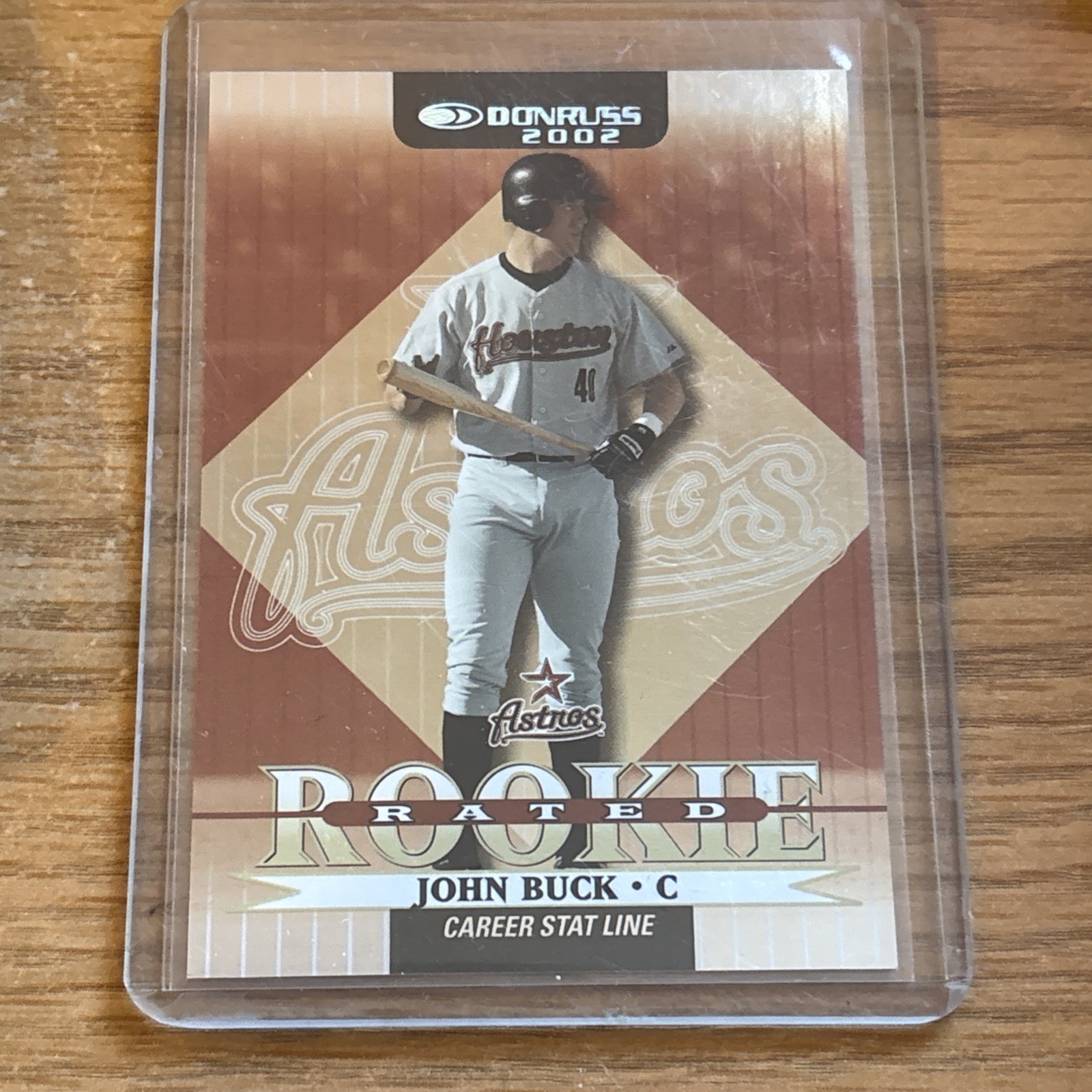 2002 Donruss Rated Rookie Career Stat Line John Buck s/n 24/271 Card #197 Astros