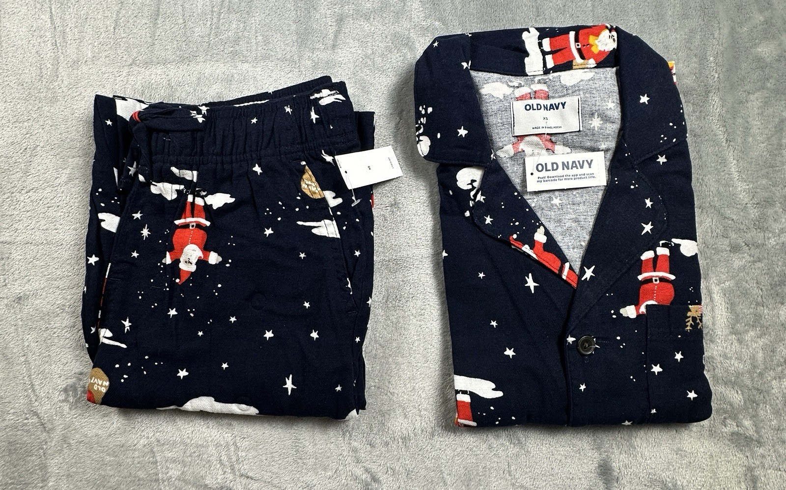 Old Navy Womens Santa Pajamas SIZE XS Navy Blue Santa Christmas Match New