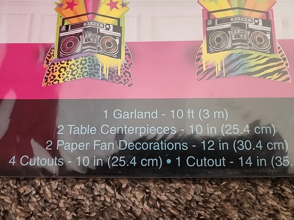 Guirnalda decorativa habitación retro años 80 10 piezas centro de mesa ventiladores recortes Foto 3 de 4