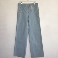 Marc Jacobs Women Powder Blue w/Blue Striped Wide High Waist Band Wide Legs Sz 8