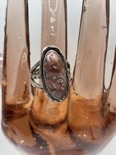 925 Sterling Silver Vintage Antique Braided Purple Agate Size 8