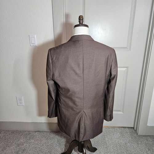 NEW Perry Ellis 40S Suit Blazer Jacket Men Classic Fit Poly Textured Brown - Picture 4 of 17