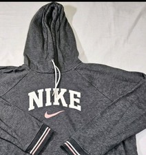 Nike Women'e Hoodie Sportswear Varsity Pullover Fleece Large Gray with Pink