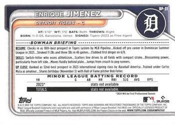 2024 Bowman #BP-31 Enrique Jimenez Prospects 1ST BOWMAN - Picture 2 of 2